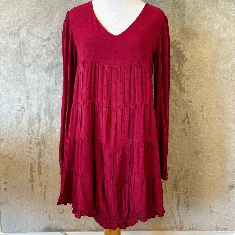 Miami Tiered Feminine Coquette Girl Ruffle Long Sleeve Boho Dress Wmn’s Sz XXS